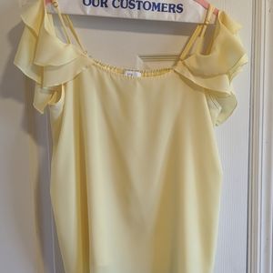 EUC Stitch Fix Yellow Cold Shoulder Top - Large